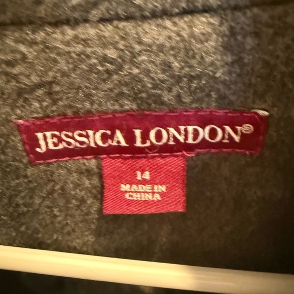 Jessica London Women's Gray Coat Wool with Ribbed Knit Sleeve Size 14 - Picture 3 of 3